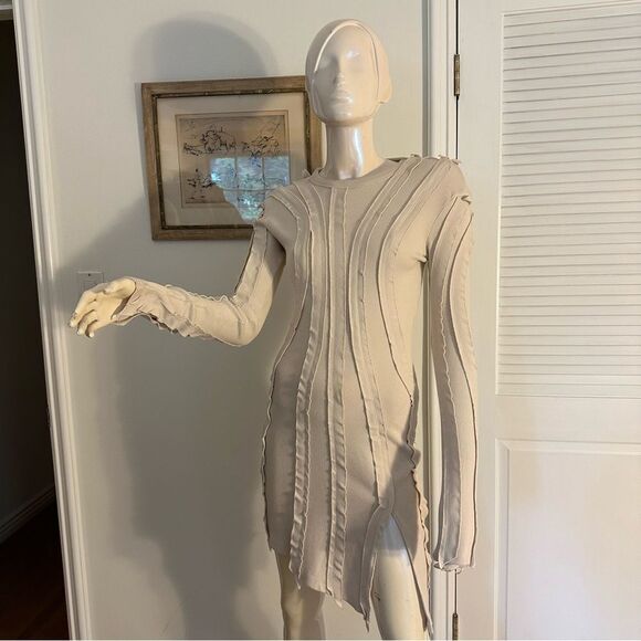 VINTAGE Asymmetric Long Sleeve Mini Dress - Picture 8 of 11